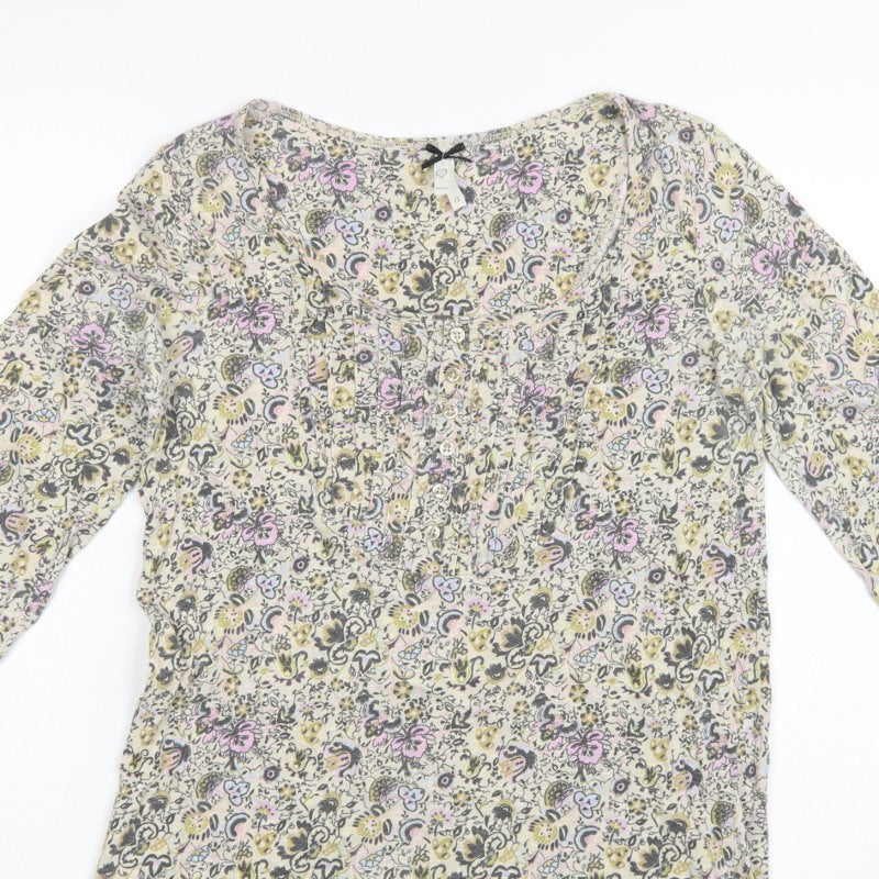 Next Women’s Multicoloured Floral Tunic Blouse Size 12 3/4 Sleeve