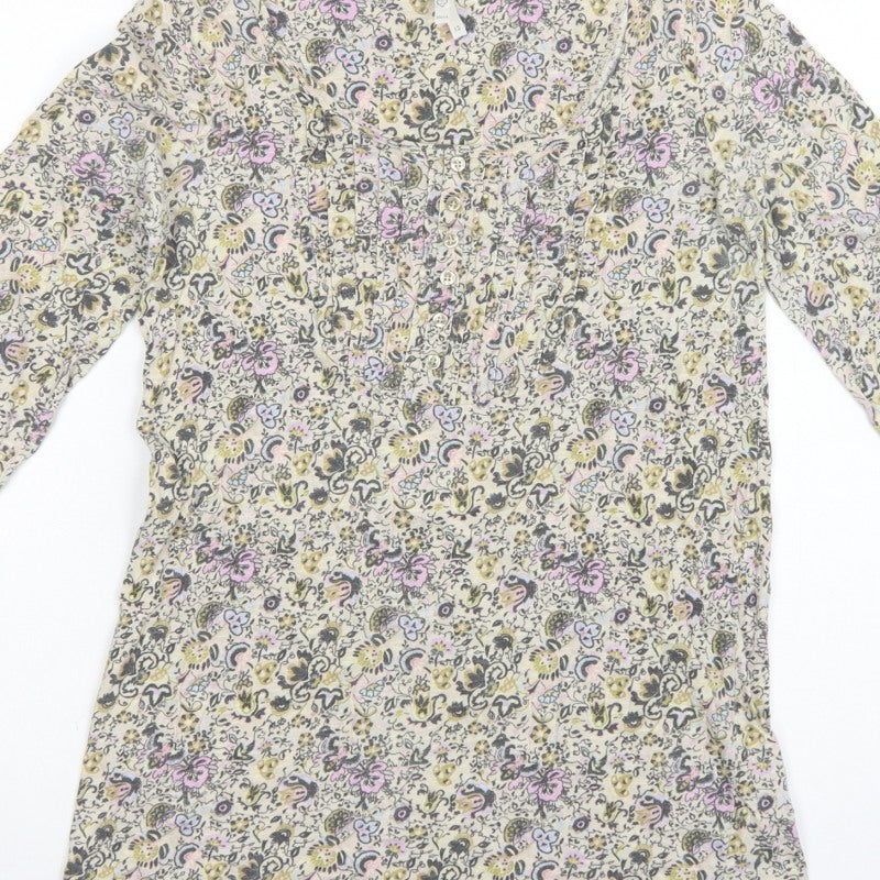 Next Women’s Multicoloured Floral Tunic Blouse Size 12 3/4 Sleeve