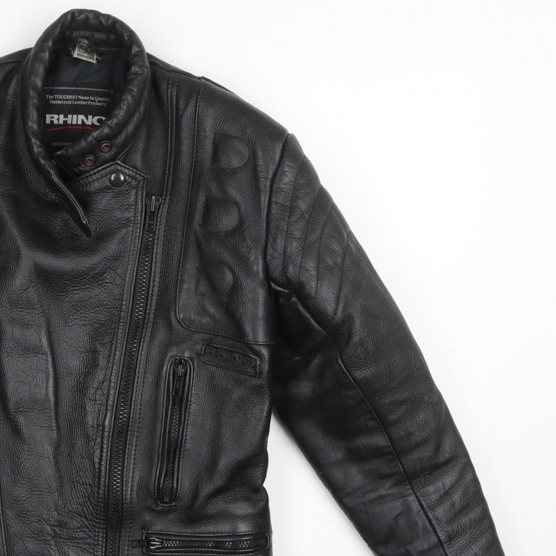 Rhino Women’s Black UK 14 Leather Motorcycle Biker Jacket