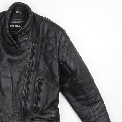 Rhino Women’s Black UK 14 Leather Motorcycle Biker Jacket