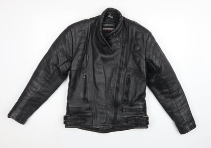 Rhino Women’s Black UK 14 Leather Motorcycle Biker Jacket