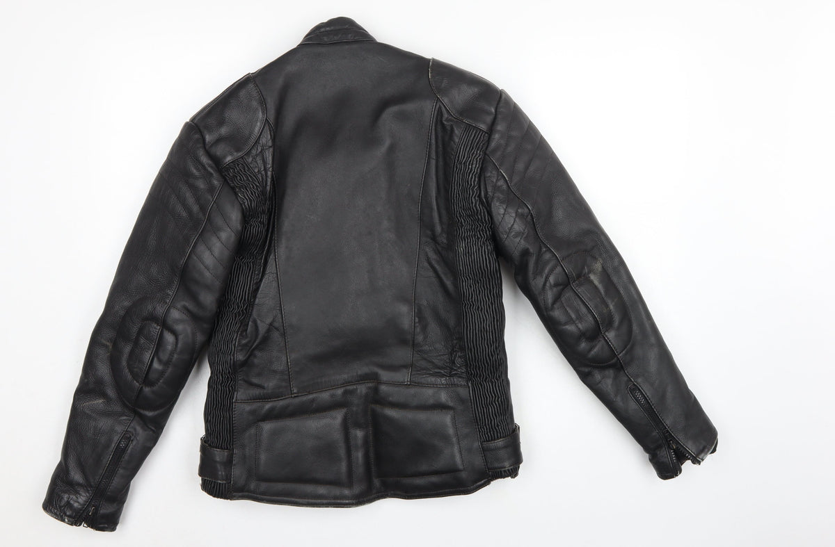 Rhino Women’s Black UK 14 Leather Motorcycle Biker Jacket