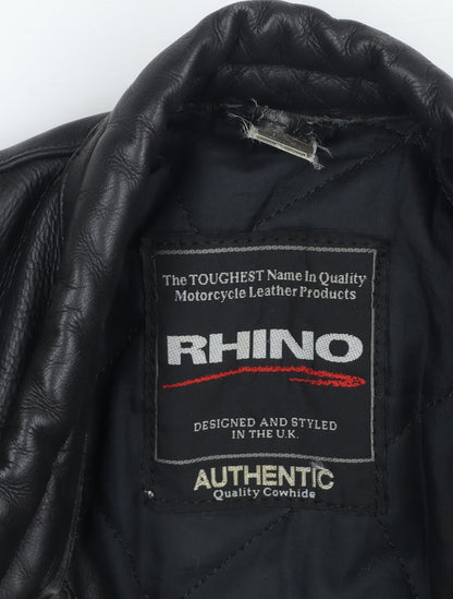 Rhino Women’s Black UK 14 Leather Motorcycle Biker Jacket