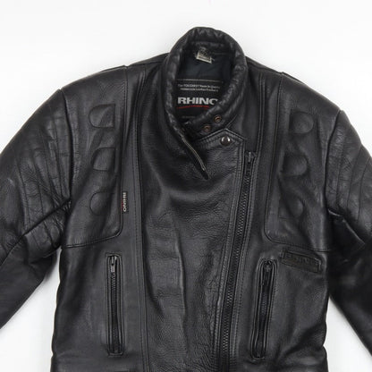 Rhino Women’s Black UK 14 Leather Motorcycle Biker Jacket