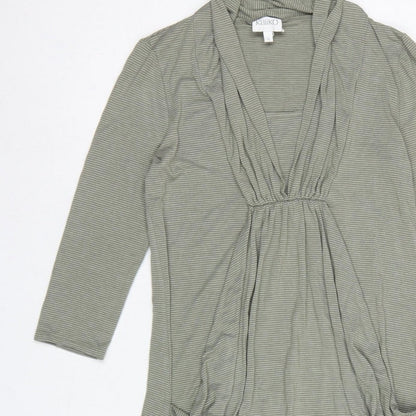 Kaiko Women Grey Striped Cowl Neck Jersey Knee Length Dress UK 8