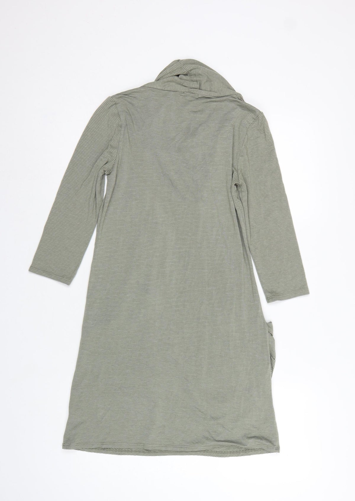Kaiko Women Grey Striped Cowl Neck Jersey Knee Length Dress UK 8