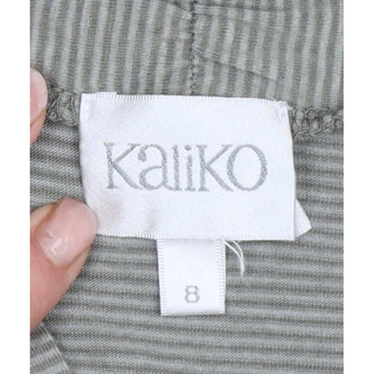 Kaiko Women Grey Striped Cowl Neck Jersey Knee Length Dress UK 8