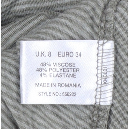 Kaiko Women Grey Striped Cowl Neck Jersey Knee Length Dress UK 8
