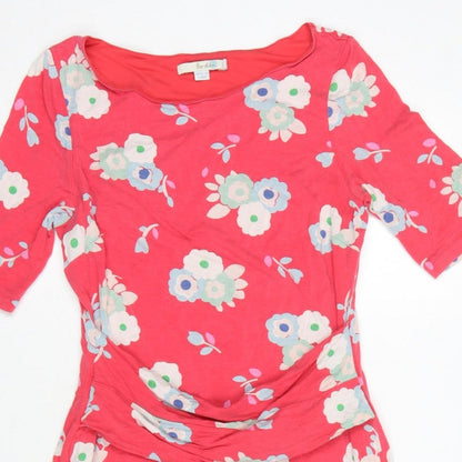 Boden Women Pink Floral UK 12 Midi Sheath Stretch Jersey Dress