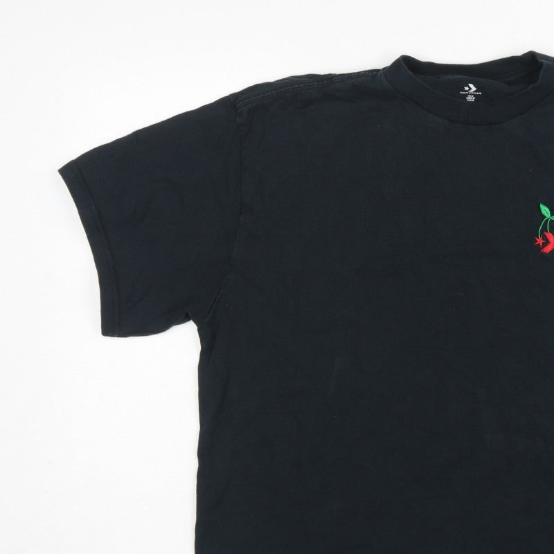 Converse Unisex Adults Black M Embroidered Cherry Crew Neck T-Shirt