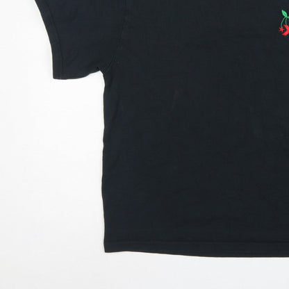 Converse Unisex Adults Black M Embroidered Cherry Crew Neck T-Shirt