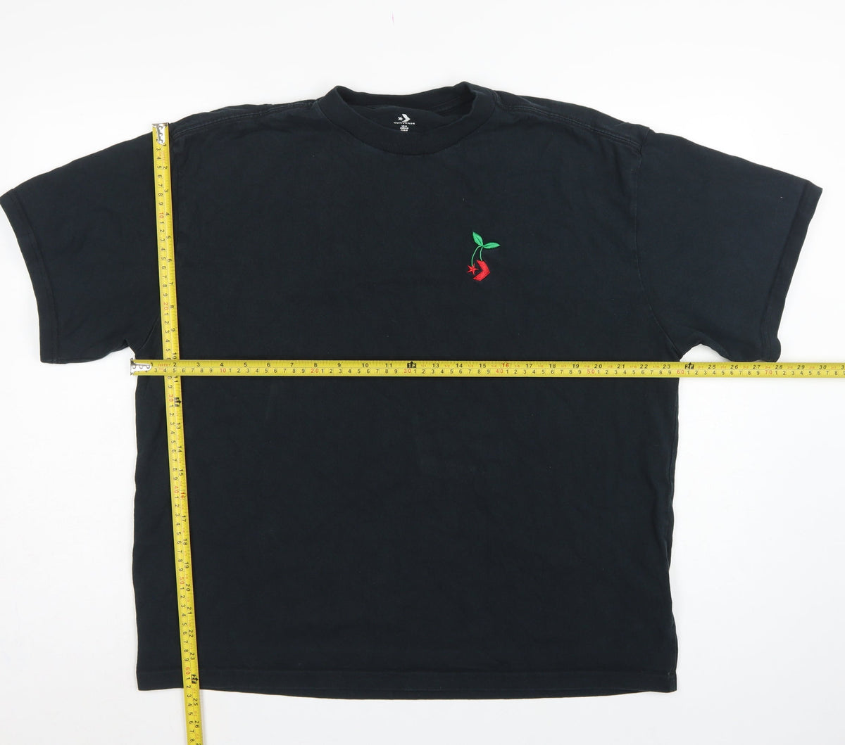 Converse Unisex Adults Black M Embroidered Cherry Crew Neck T-Shirt