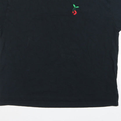 Converse Unisex Adults Black M Embroidered Cherry Crew Neck T-Shirt