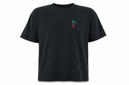 Converse Unisex Adults Black M Embroidered Cherry Crew Neck T-Shirt