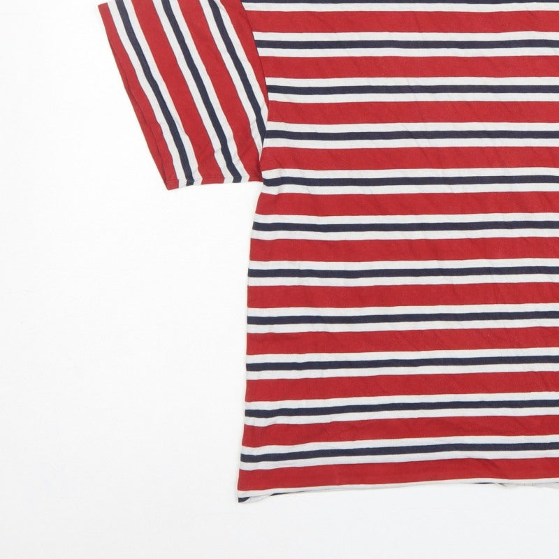 Levi's Women Red Navy White Striped Ringer T-Shirt Size L Cotton