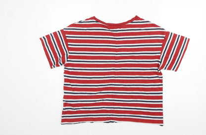 Levi's Women Red Navy White Striped Ringer T-Shirt Size L Cotton