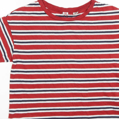 Levi's Women Red Navy White Striped Ringer T-Shirt Size L Cotton