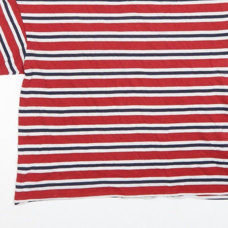 Levi's Women Red Navy White Striped Ringer T-Shirt Size L Cotton