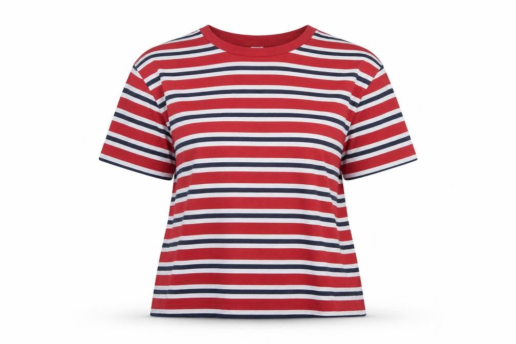Levi's Women Red Navy White Striped Ringer T-Shirt Size L Cotton