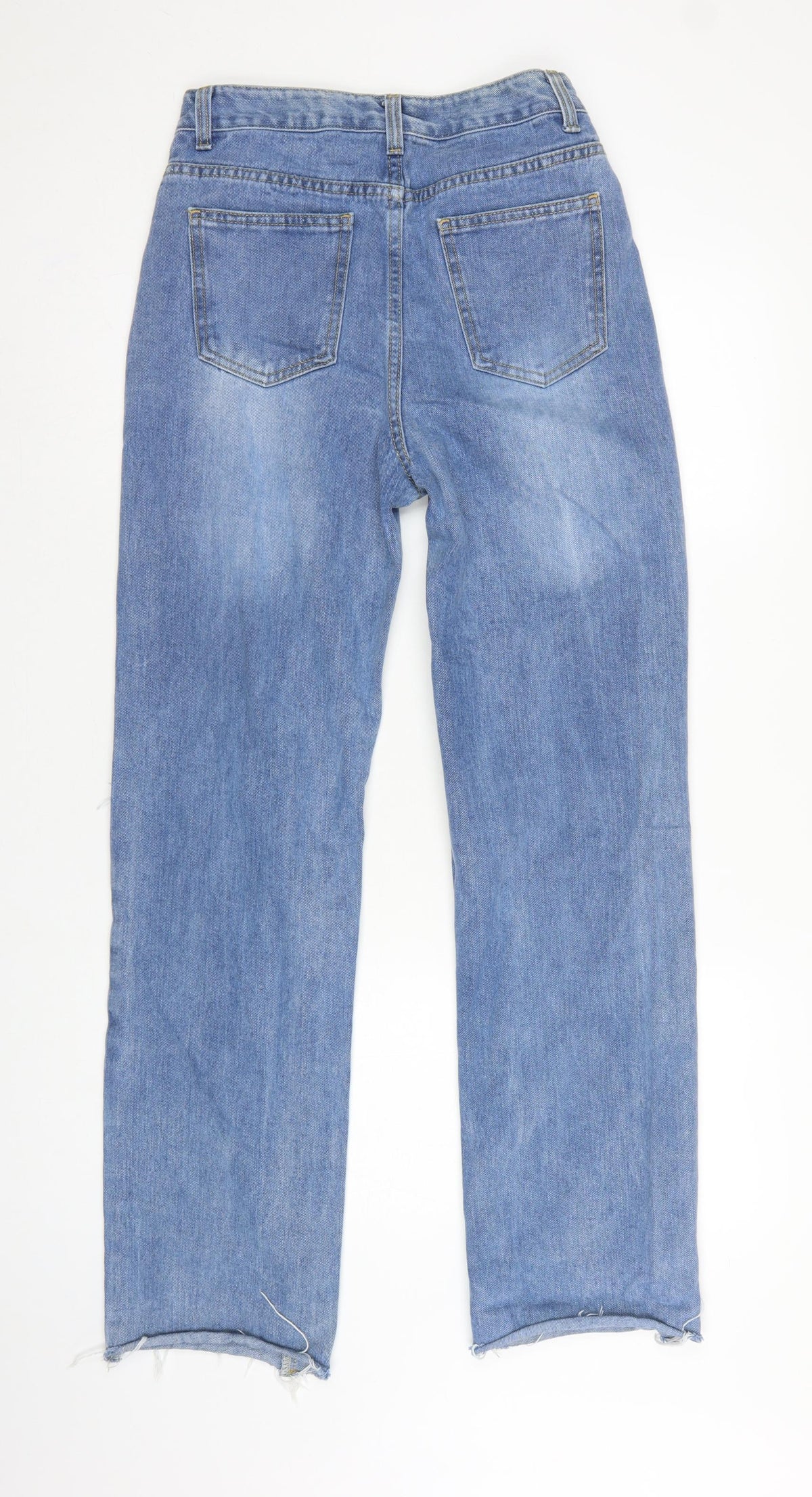 PrettyLittleThing Women Blue UK 10 High Rise Straight Ripped Jeans