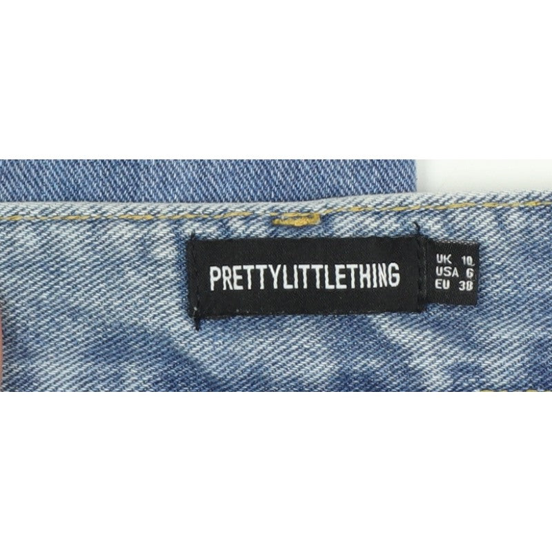 PrettyLittleThing Women Blue UK 10 High Rise Straight Ripped Jeans