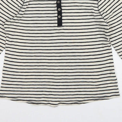 Marks and Spencer Women Multicoloured UK 14 Striped Henley Ringer Top