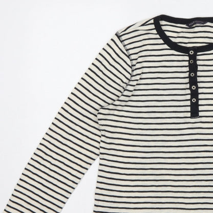 Marks and Spencer Women Multicoloured UK 14 Striped Henley Ringer Top
