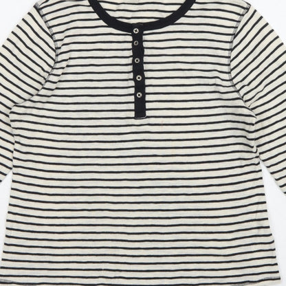 Marks and Spencer Women Multicoloured UK 14 Striped Henley Ringer Top