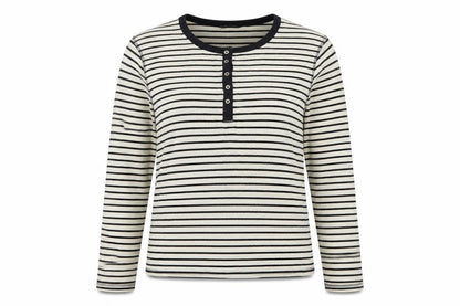 Marks and Spencer Women Multicoloured UK 14 Striped Henley Ringer Top
