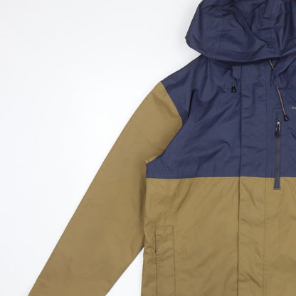 Quechua Men’s Navy Khaki S Hooded Waterproof Hiking Anorak Jacket