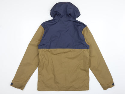 Quechua Men’s Navy Khaki S Hooded Waterproof Hiking Anorak Jacket