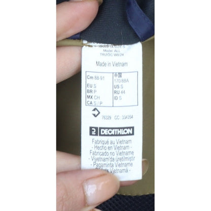 Quechua Men’s Navy Khaki S Hooded Waterproof Hiking Anorak Jacket