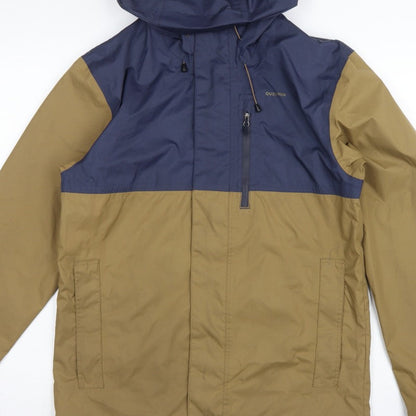 Quechua Men’s Navy Khaki S Hooded Waterproof Hiking Anorak Jacket