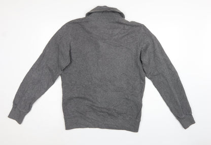 Fred Perry Men’s Grey M Hooded Button Cardigan Sweatshirt Logo