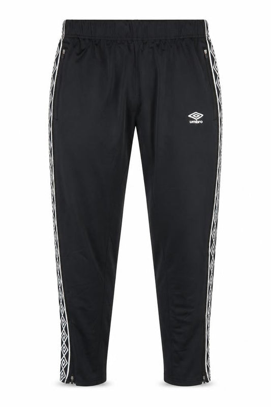 Front view of Umbro Men’s Black XL Jogger Trousers Geometric Tape Ankle Zip