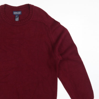 Lands' End Men Red Cotton Crew Neck Pullover Jumper M 38-40