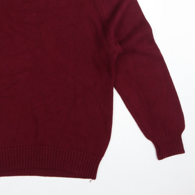 Lands' End Men Red Cotton Crew Neck Pullover Jumper M 38-40