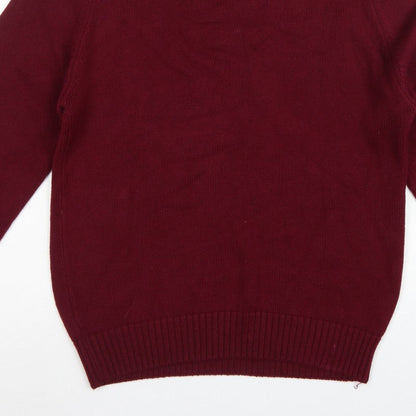Lands' End Men Red Cotton Crew Neck Pullover Jumper M 38-40