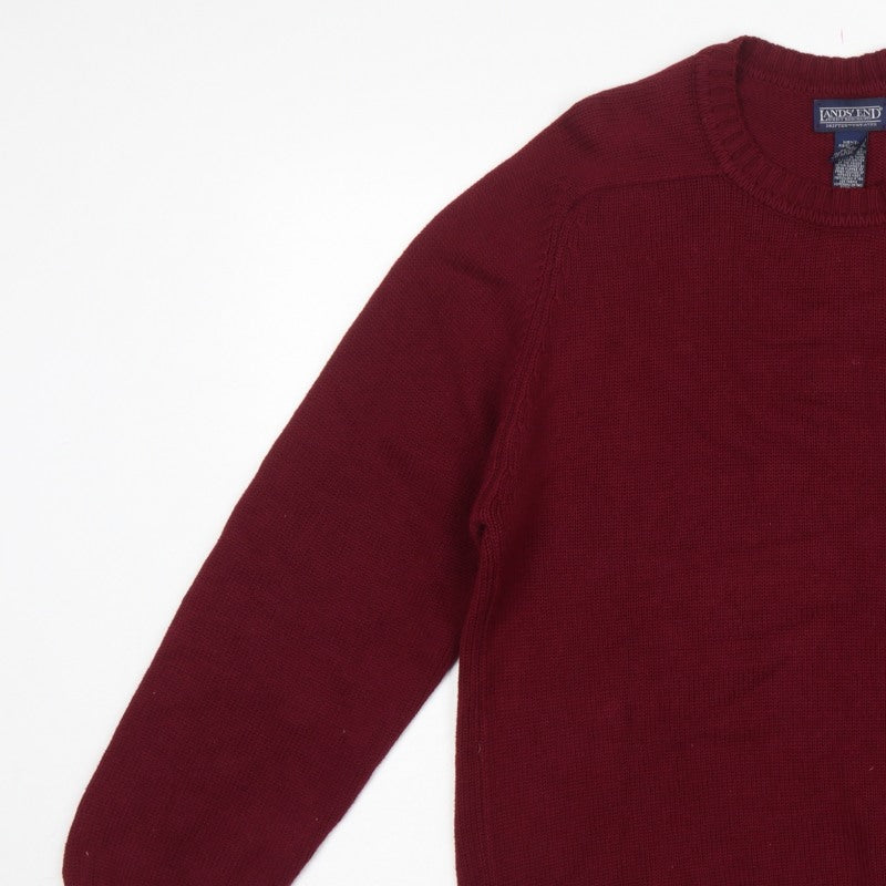 Lands' End Men Red Cotton Crew Neck Pullover Jumper M 38-40