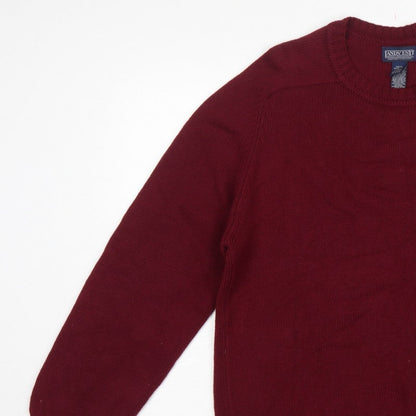 Lands' End Men Red Cotton Crew Neck Pullover Jumper M 38-40