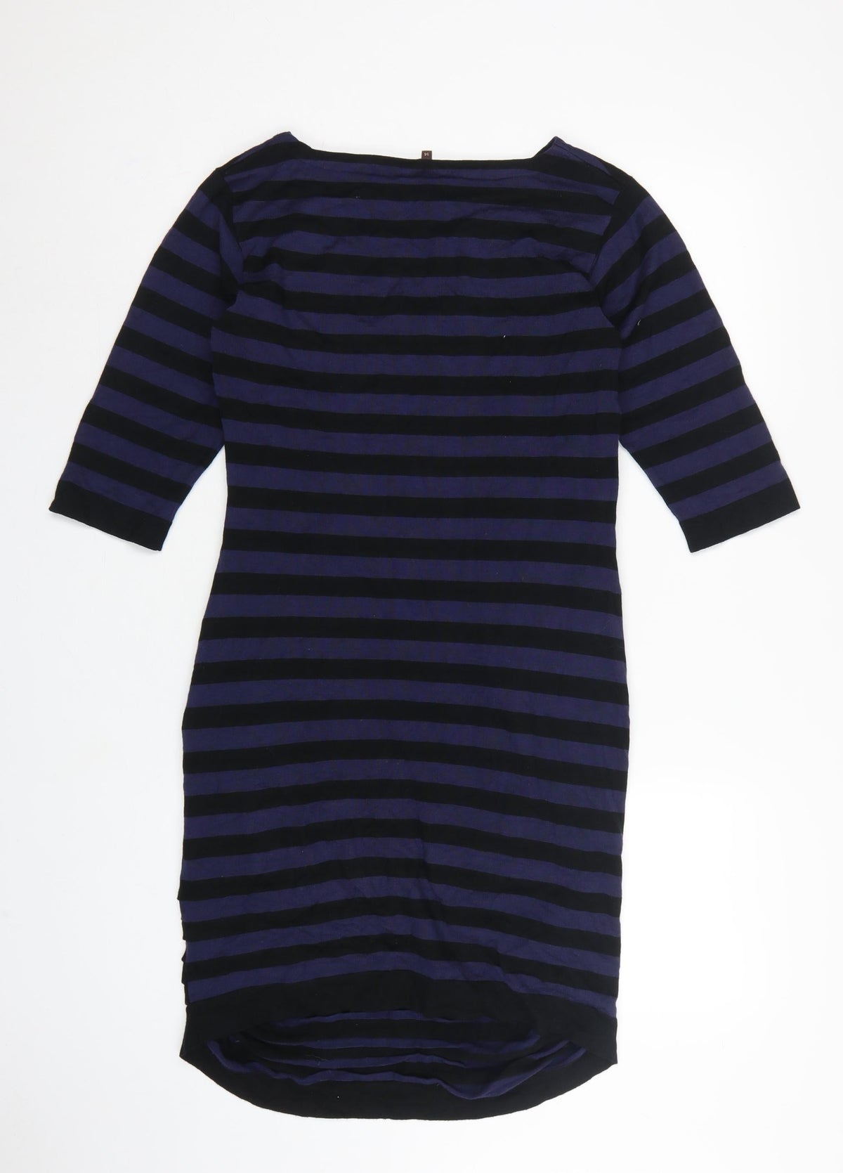 Phase Eight Women Blue Black Stripe Ruched Bodycon Dress UK 14