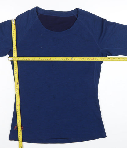 Fjern Women Blue M Merino Blend Raglan Long Sleeve Activewear Top