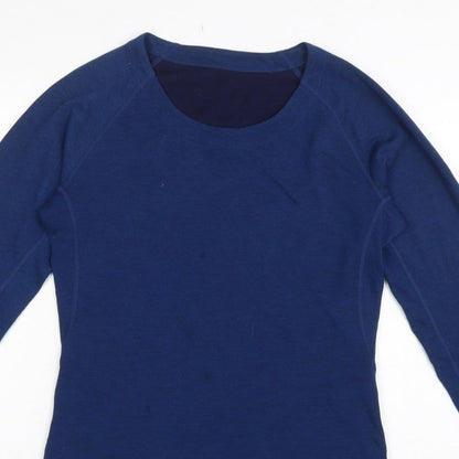 Fjern Women Blue M Merino Blend Raglan Long Sleeve Activewear Top