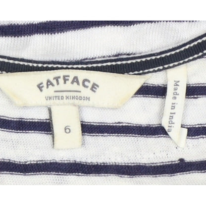FatFace Women’s Blue White Stripe Linen Tassel Tunic T-Shirt UK 6