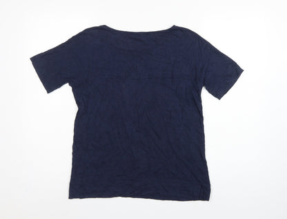 Jaeger Women Navy Red S Linen Colourblock Tunic T-Shirt