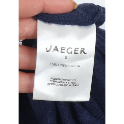 Jaeger Women Navy Red S Linen Colourblock Tunic T-Shirt