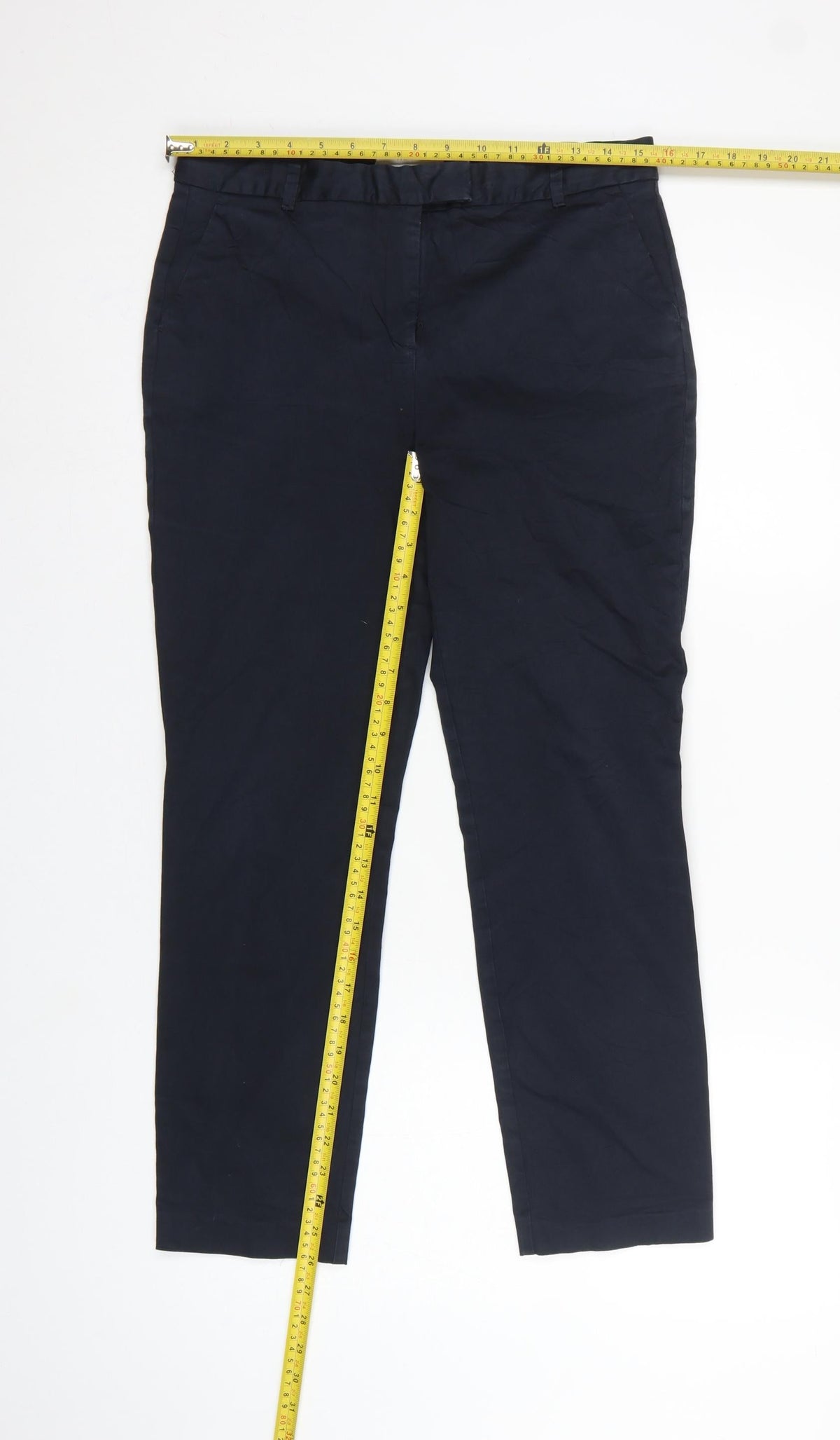 Reiss Women’s Navy Blue UK 12 Slim Straight Chino Tailored Trousers