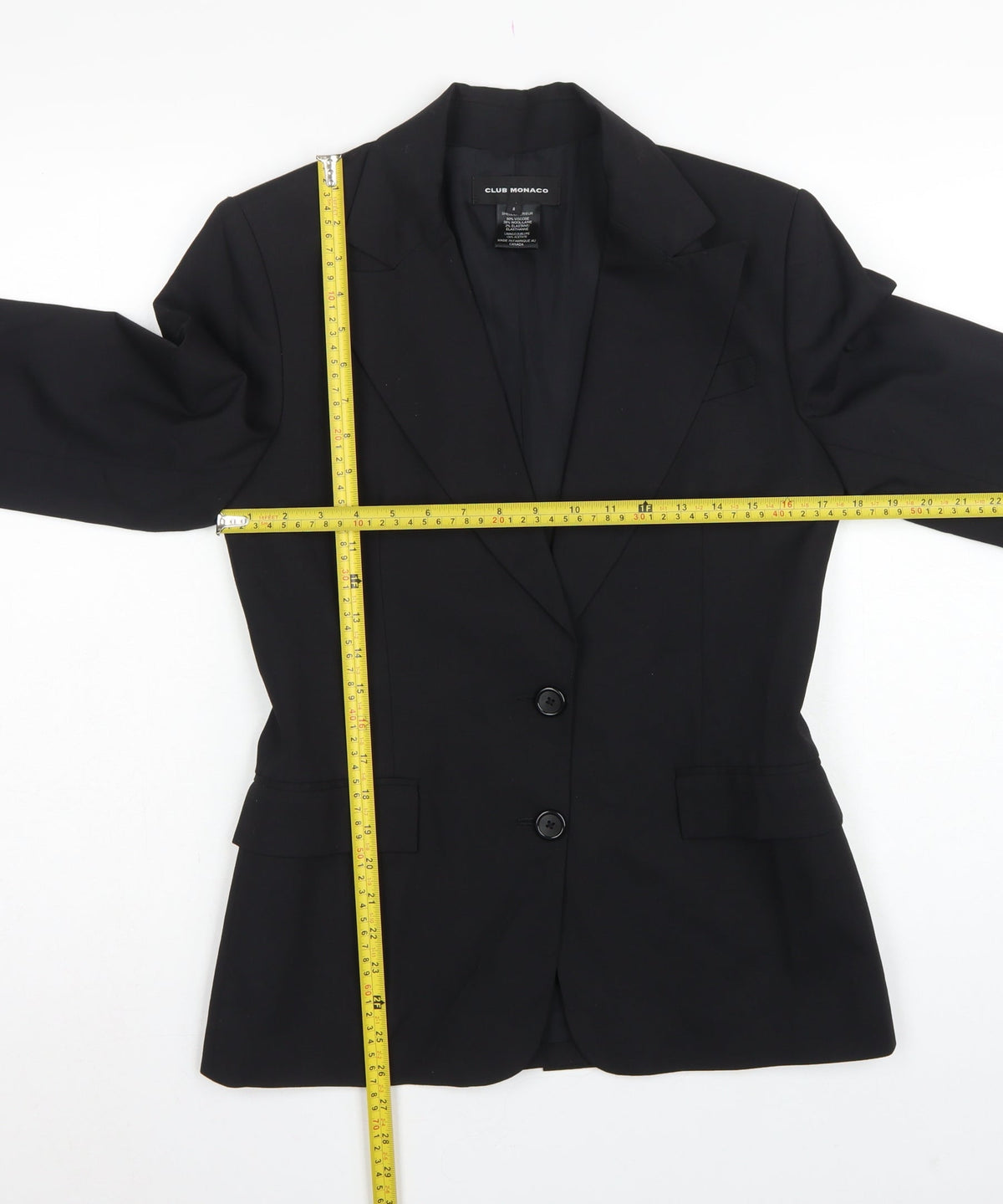 Club Monaco Women’s Black Size 8 Wool Blend Tailored Blazer Jacket