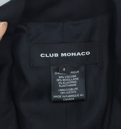Club Monaco Women’s Black Size 8 Wool Blend Tailored Blazer Jacket