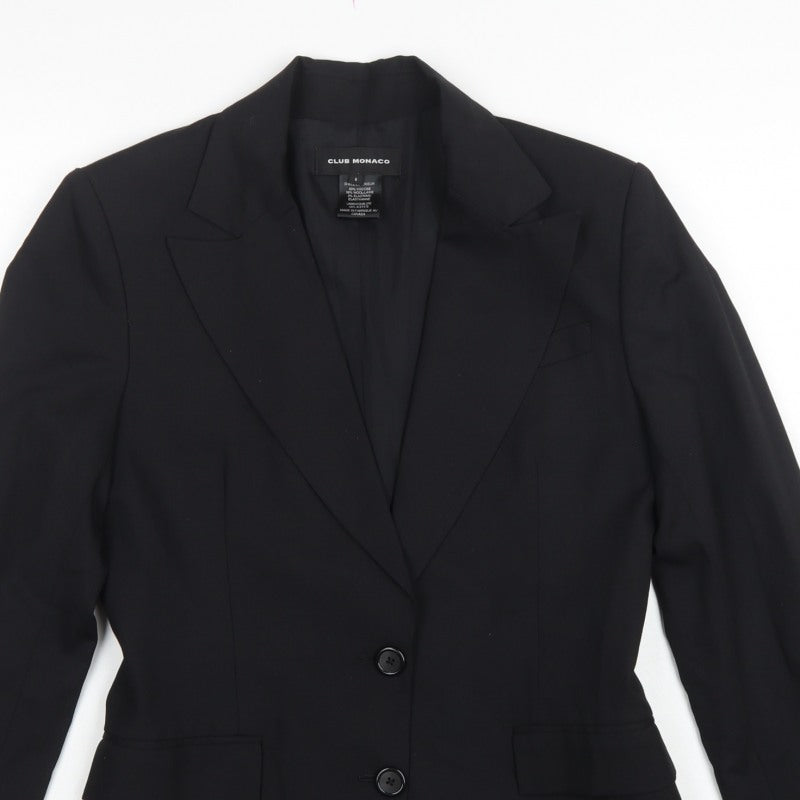 Club Monaco Women’s Black Size 8 Wool Blend Tailored Blazer Jacket